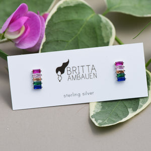 Rainbow Baguette Post Earrings