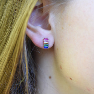 Rainbow Baguette Post Earrings